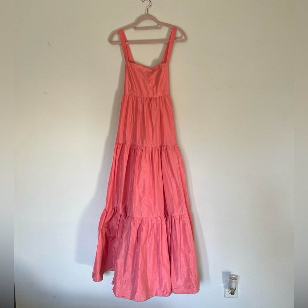 🪲 RARE NWT J.Crew Tiered Maxi Dress in Taffeta sz 10 Coral Pink - Picture 4 of 6
